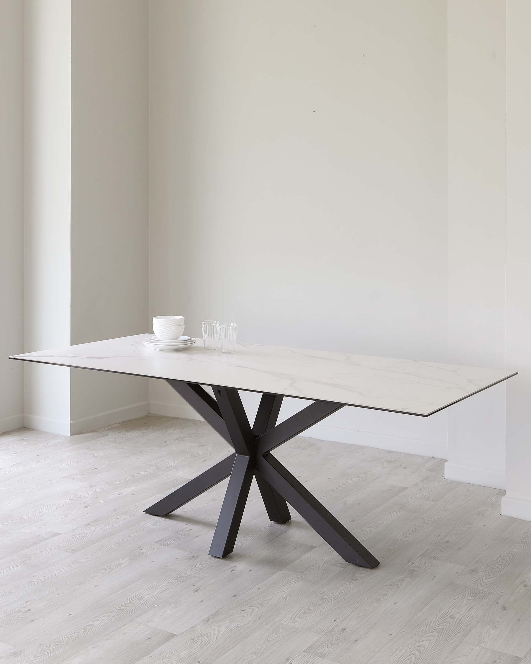 Riley White Marbled Ceramic 8 Seater Dining Table