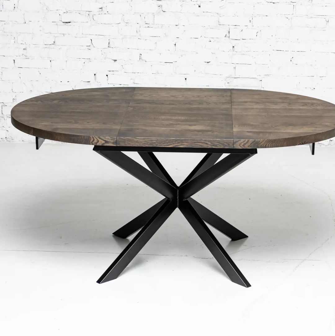 Beatrice Round Extendable Dining Table in Dark Oak