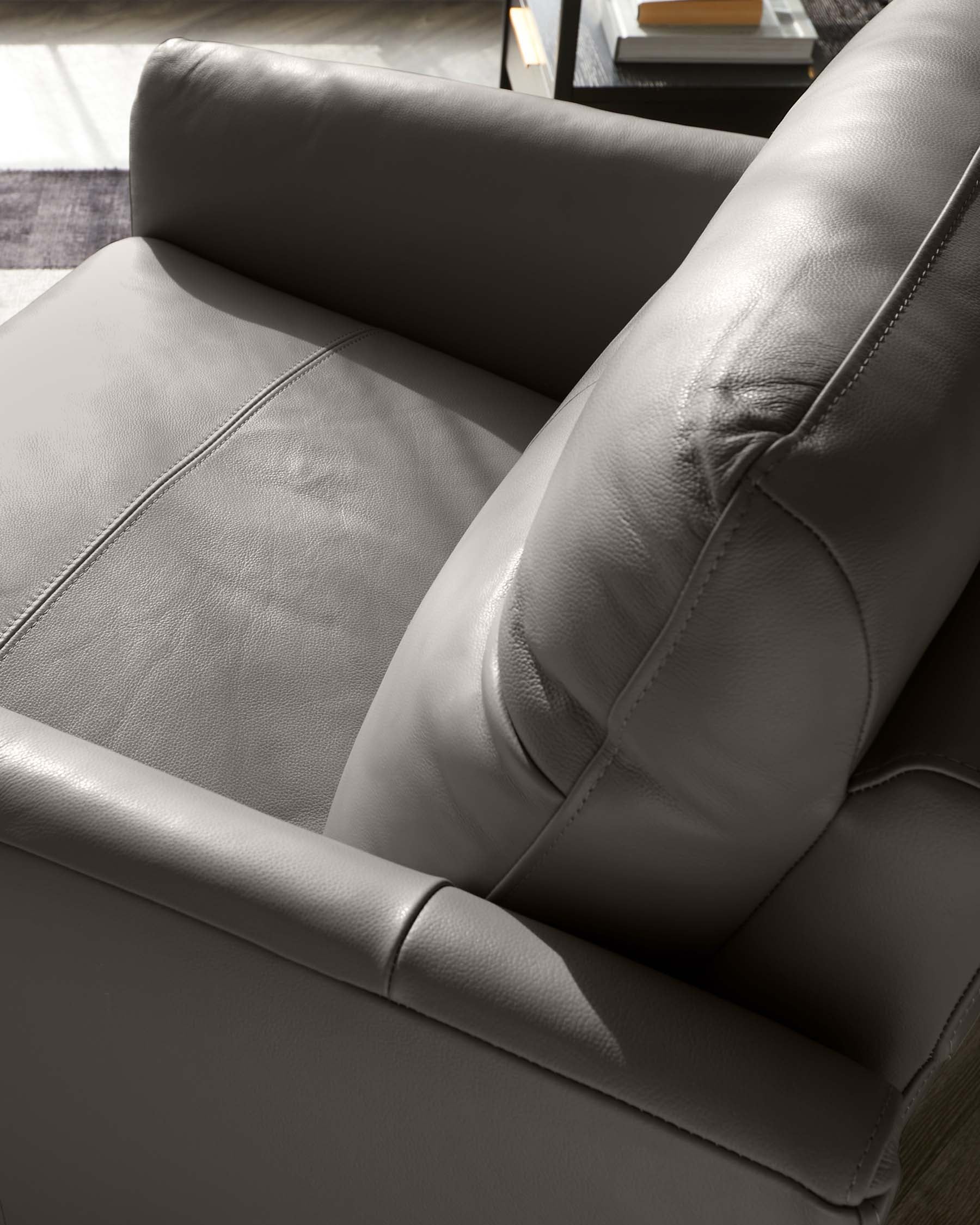 Brooks Dark Grey Leather Armchair