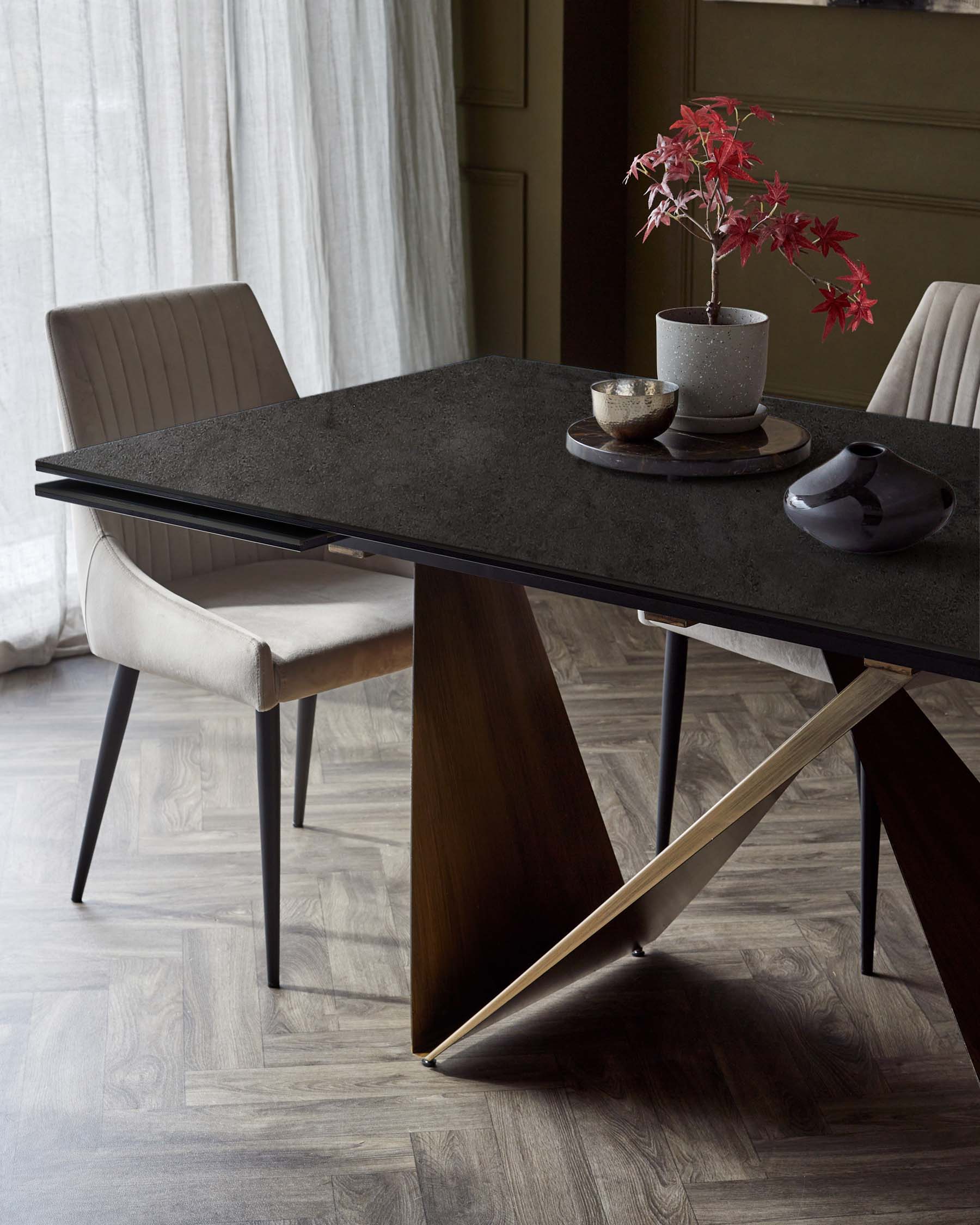 Calenzano Dark Grey Ceramic Extending 8 to 10 Seater Dining Table