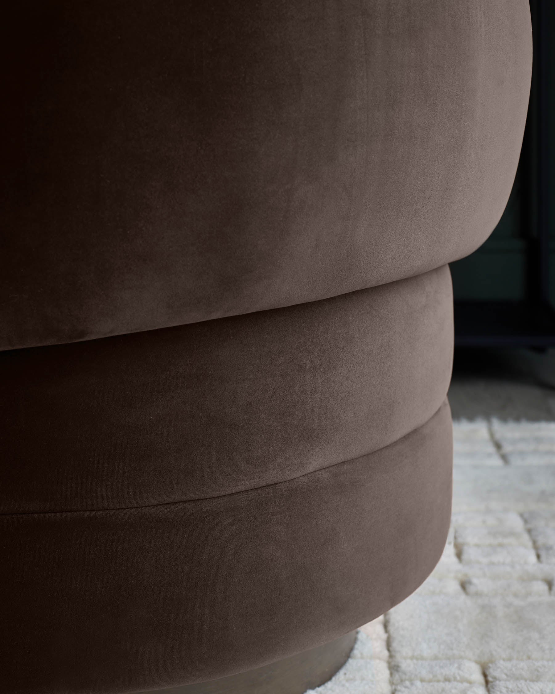 Callan dark mocha velvet swivel accent chair