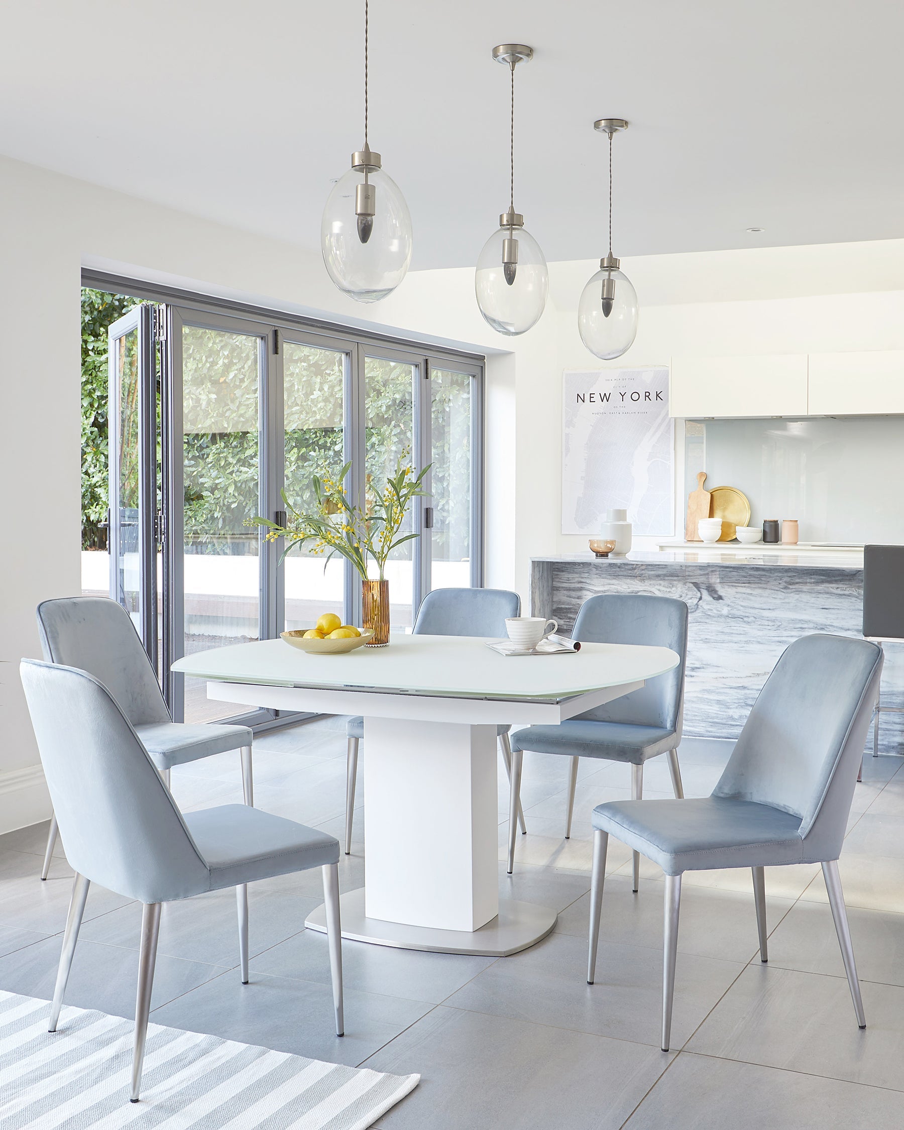 Camillo White Frosted Glass Extending 6 to 8 Seater Dining Table