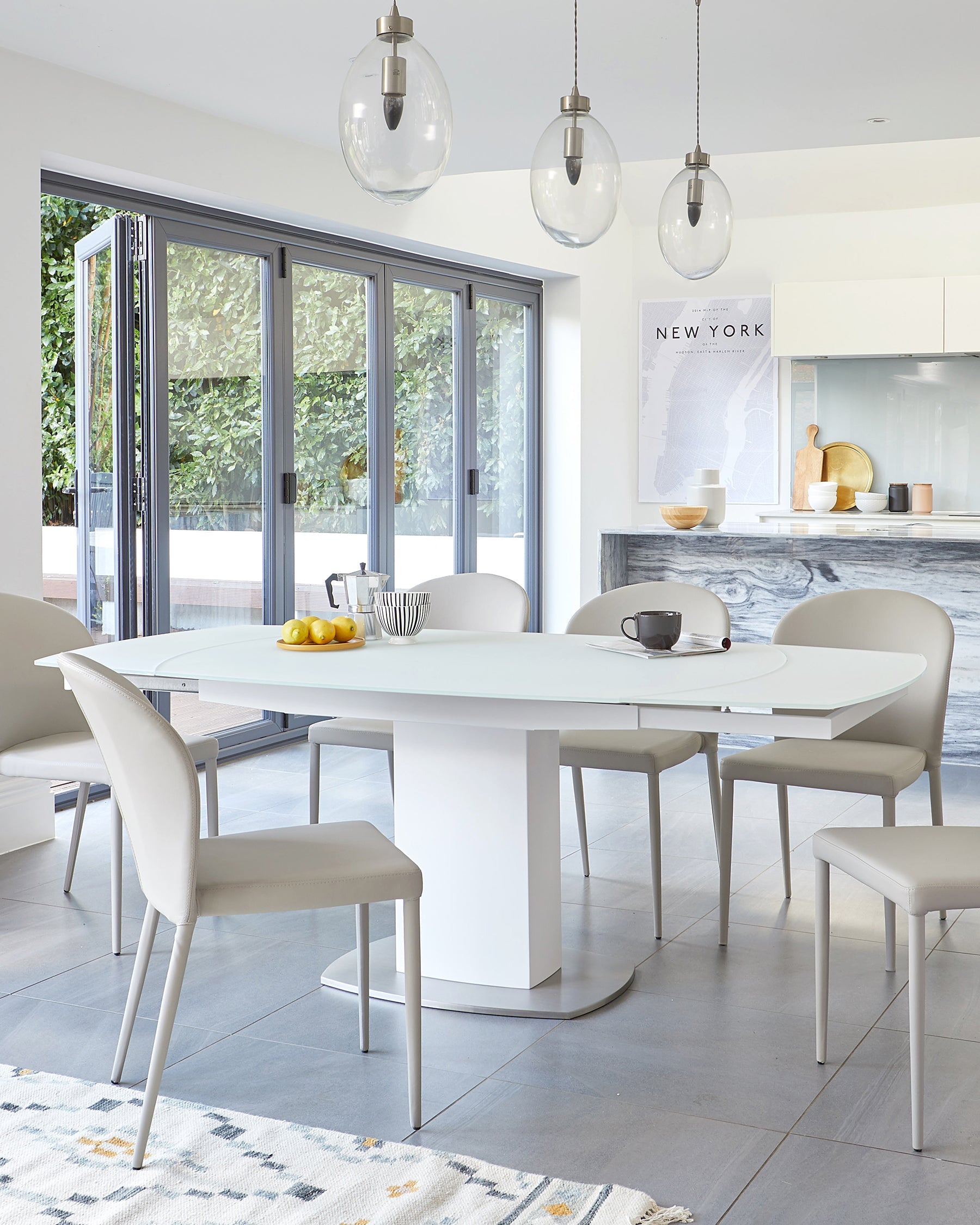 Camillo White Frosted Glass Extending 6 to 8 Seater Dining Table