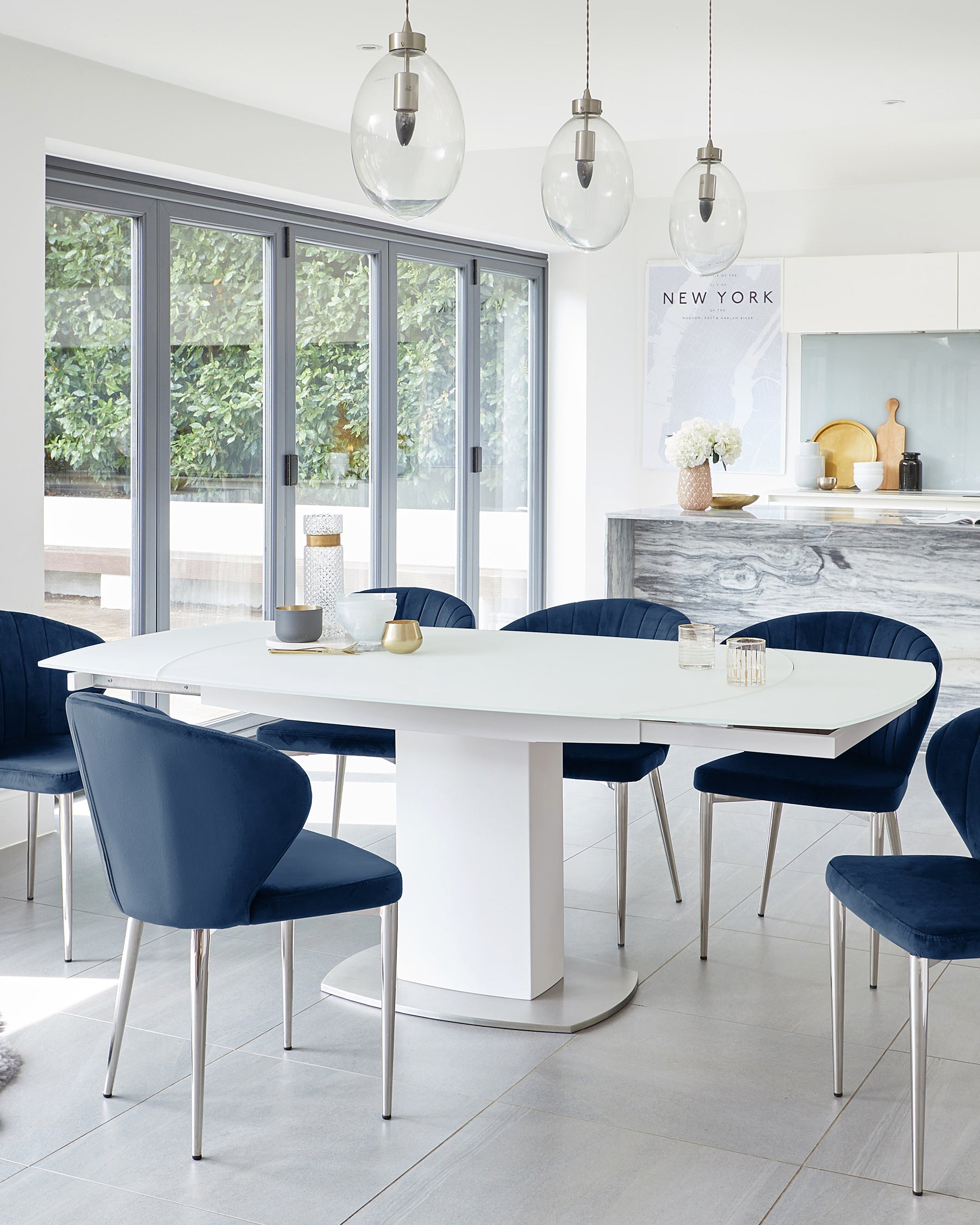 Camillo White Frosted Glass Extending 6 to 8 Seater Dining Table