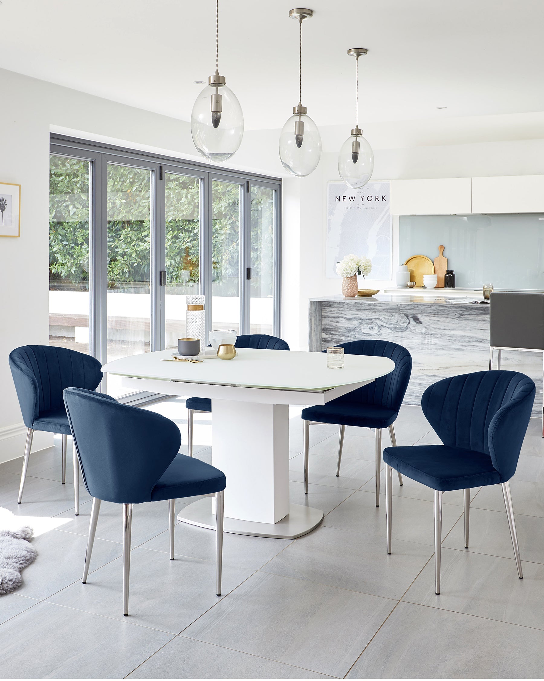 Camillo White Frosted Glass Extending 6 to 8 Seater Dining Table