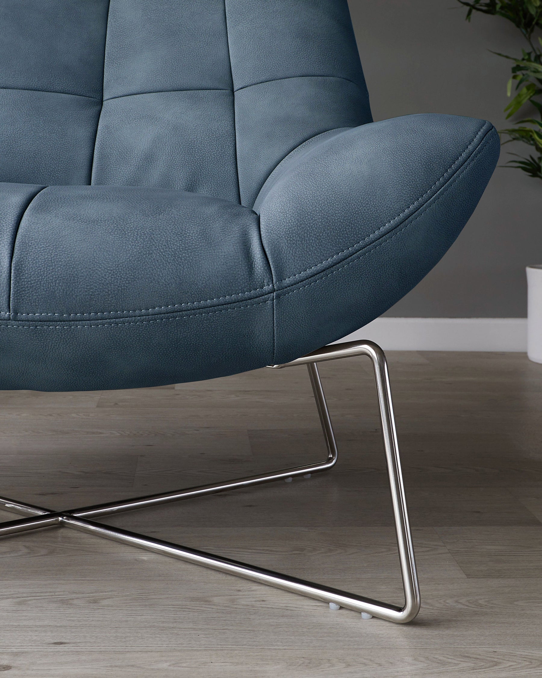 Canio Navy Faux Leather Accent Chair