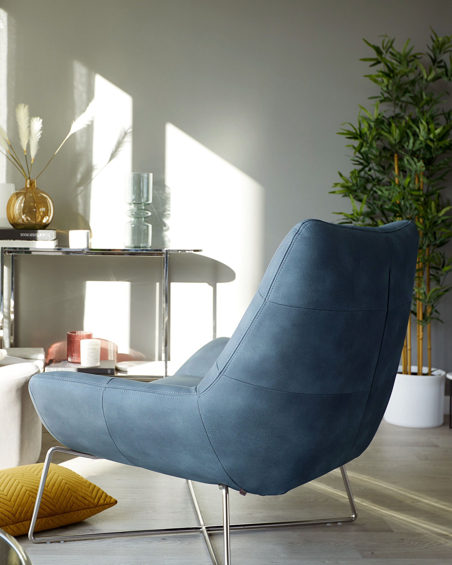Canio Navy Faux Leather Accent Chair