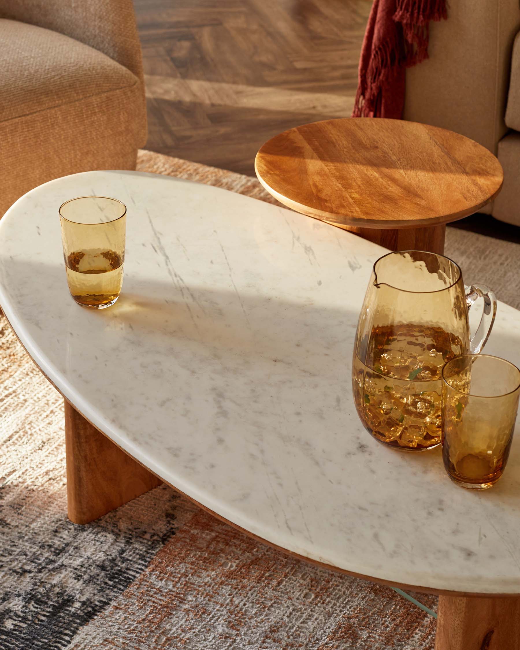 Cara light mango wood side table