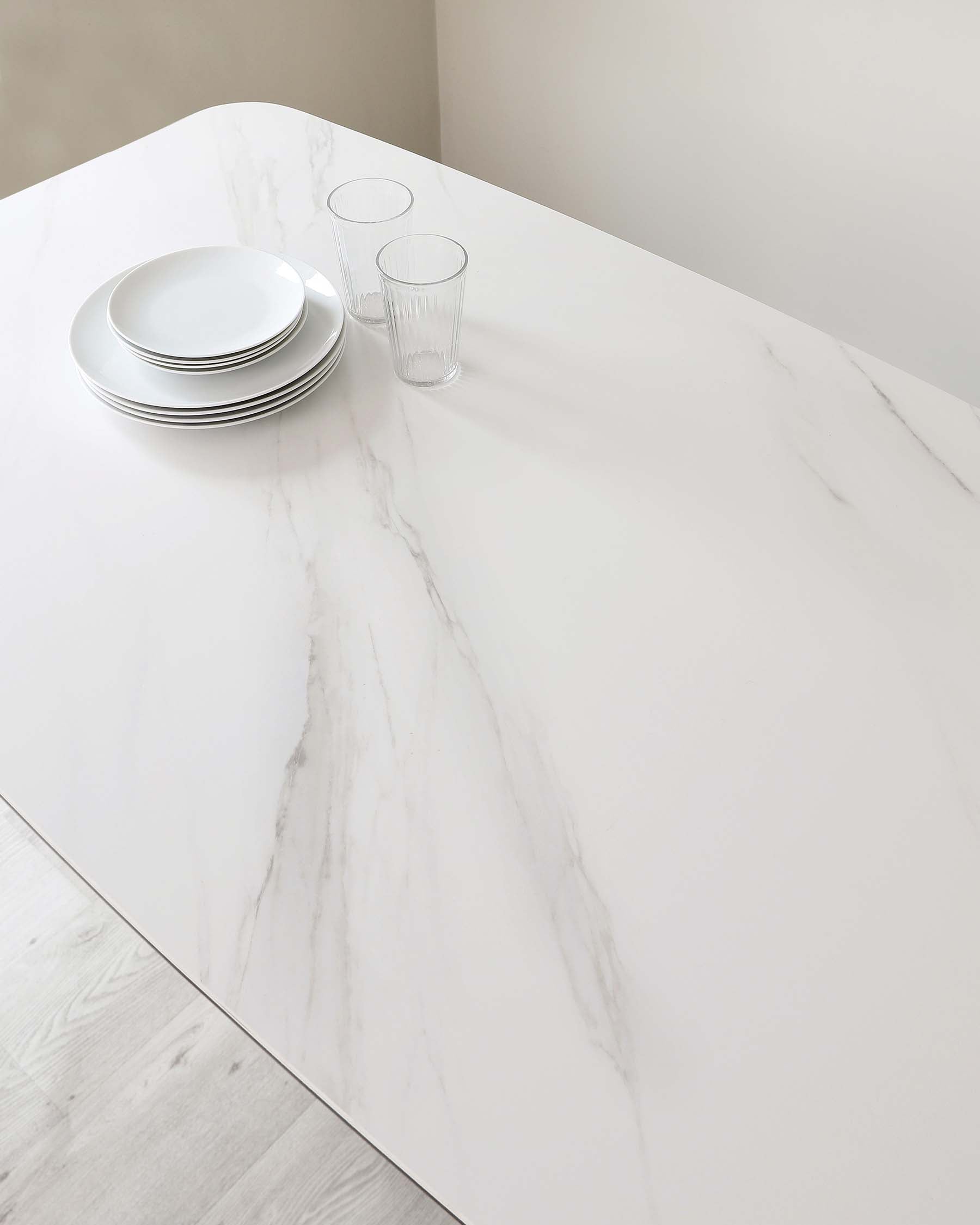 Carter White Marbled Ceramic Pedestal 6 Seater Table