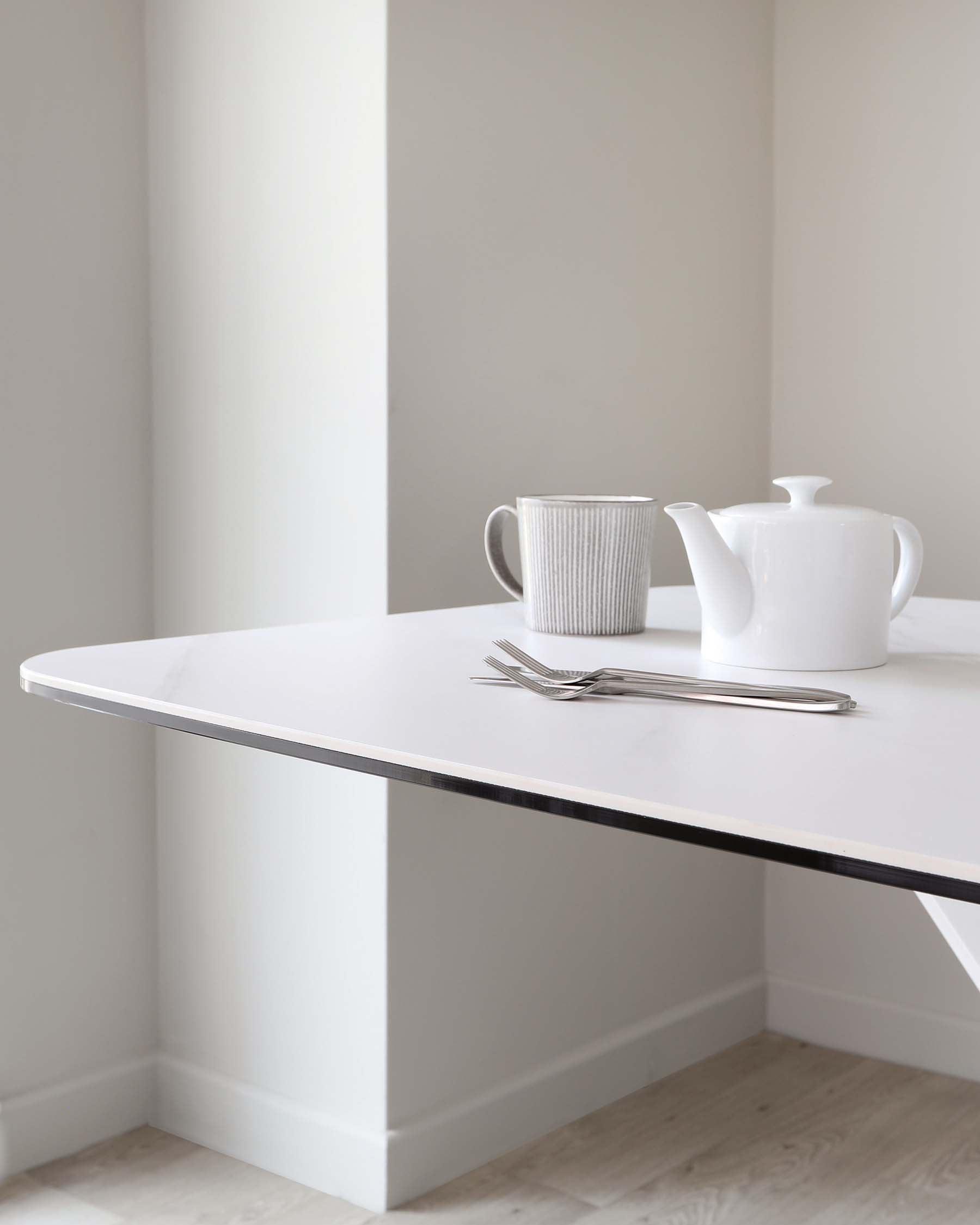 Carter White Marbled Ceramic Pedestal 6 Seater Table