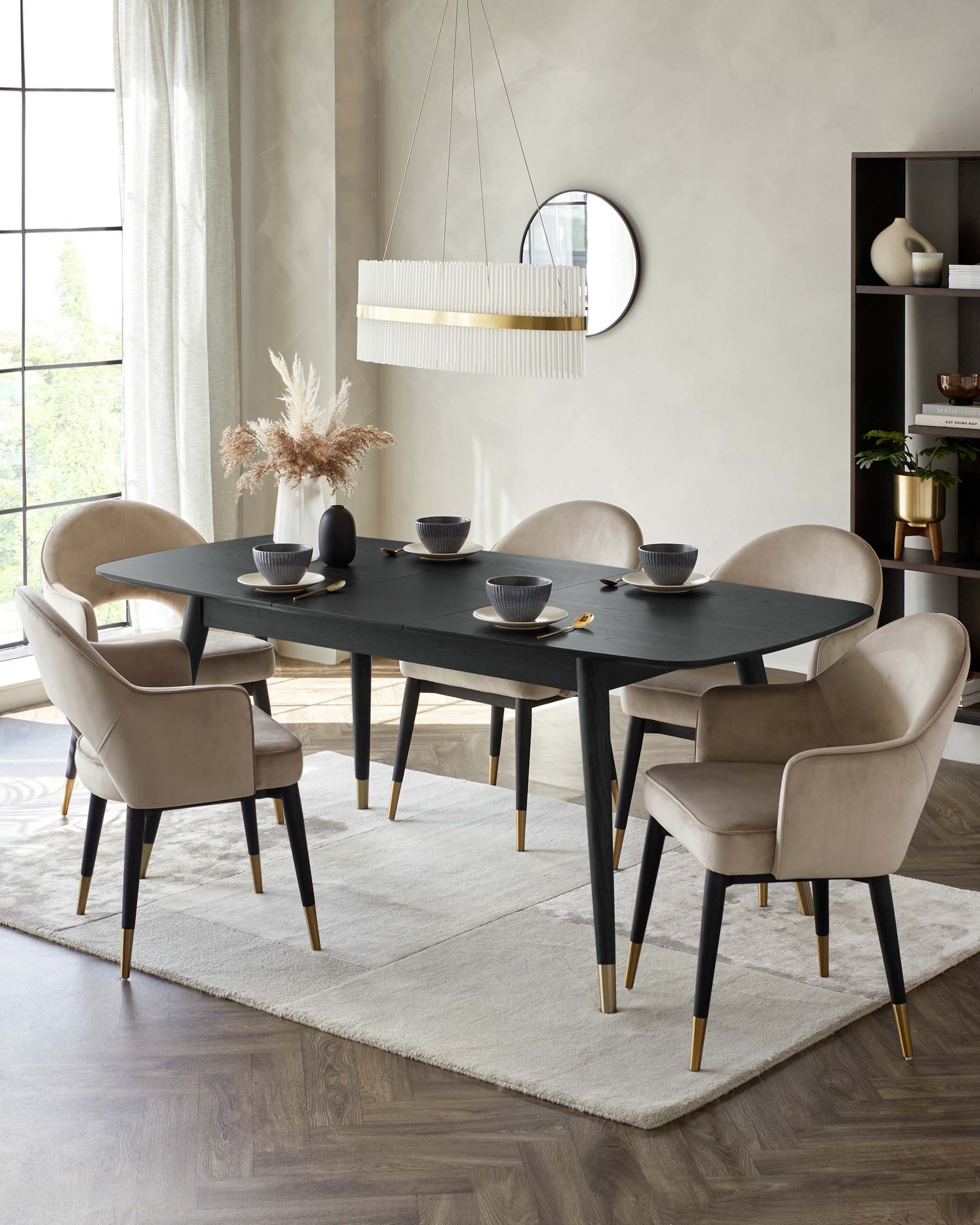 Clover Black Ash Extending 6 to 8 Seater Dining Table