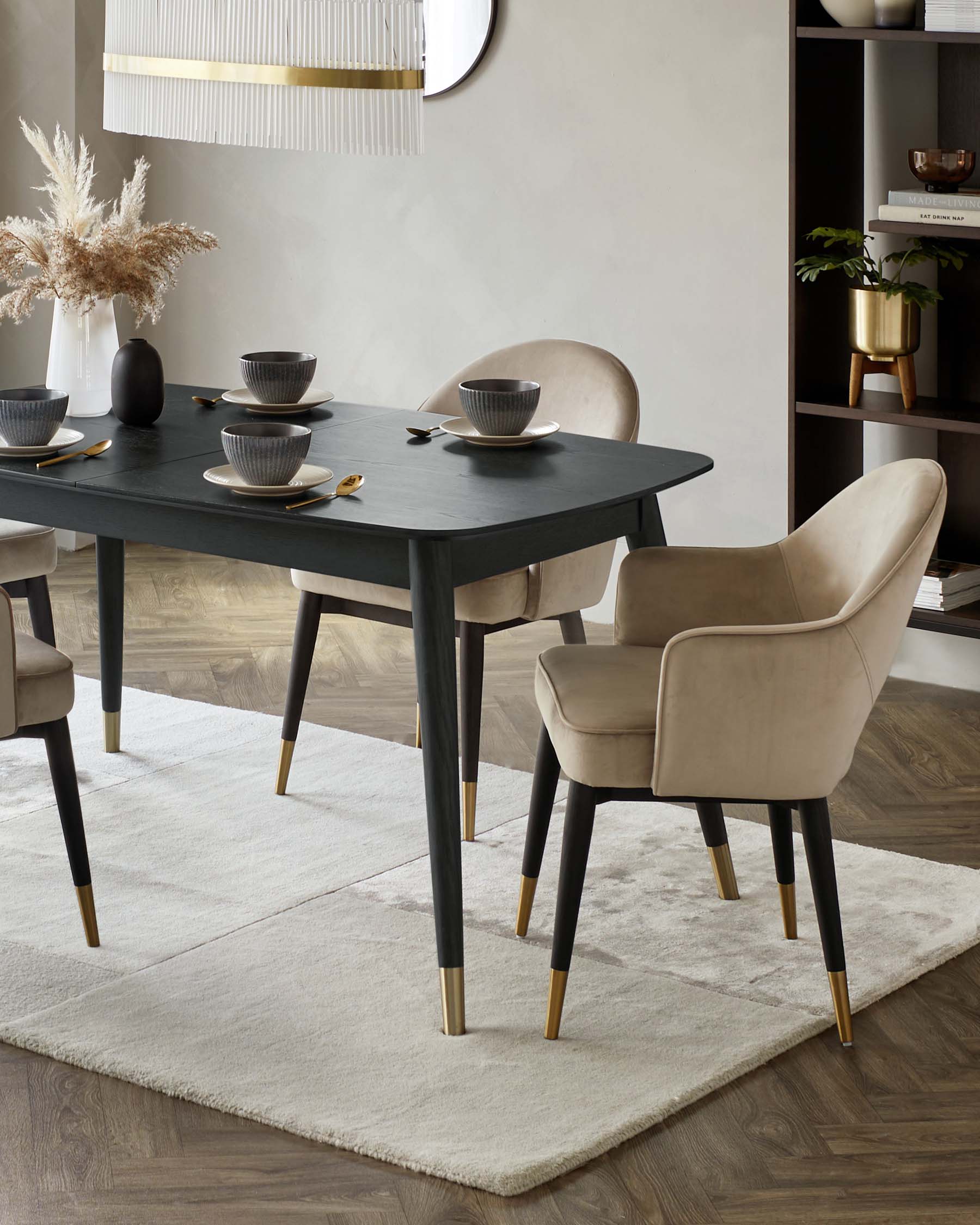 Clover Black Ash Extending 6 to 8 Seater Dining Table