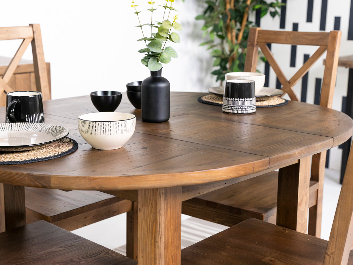 Brooklyn Round Extendable Dining Table & Alston Dining Chairs