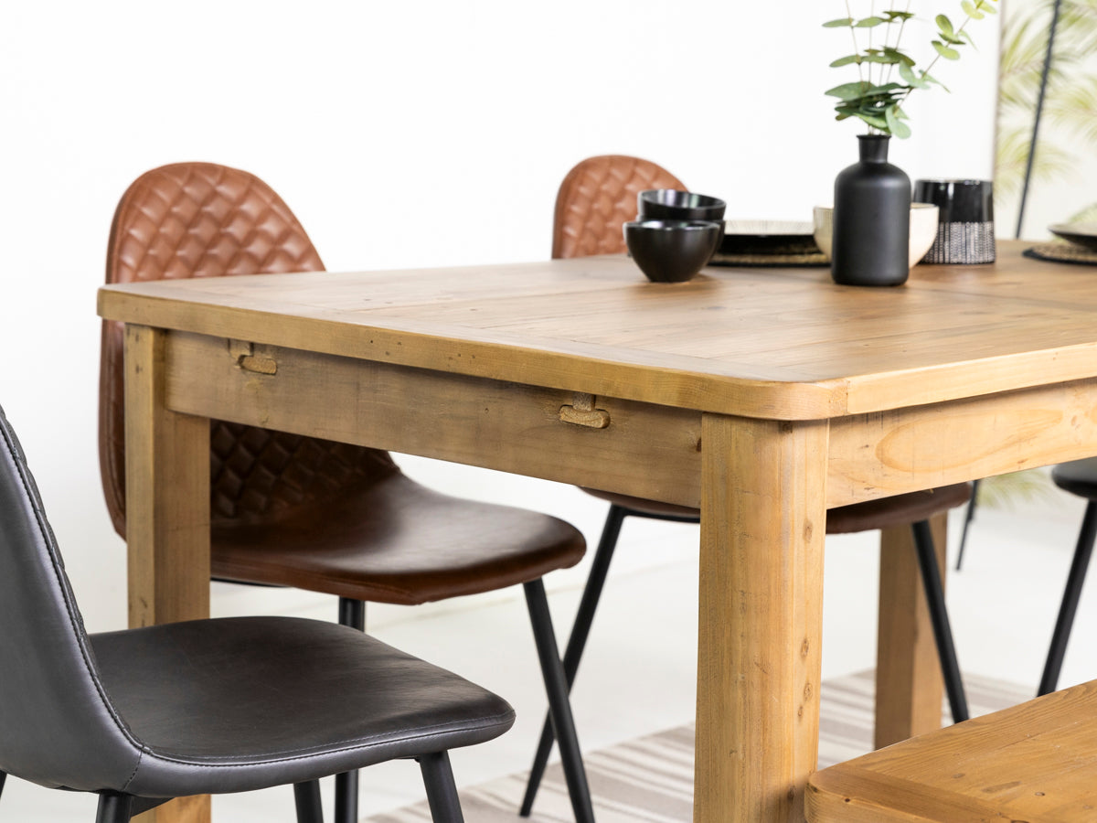 Exeter Extendable Dining Table (140cm - 180cm) & Tan Dallas Dining Chairs