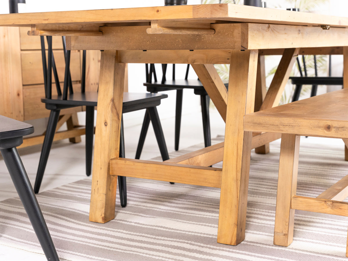 Como Extendable Dining Table (180cm - 240cm) & Brown Houston Dining Chairs