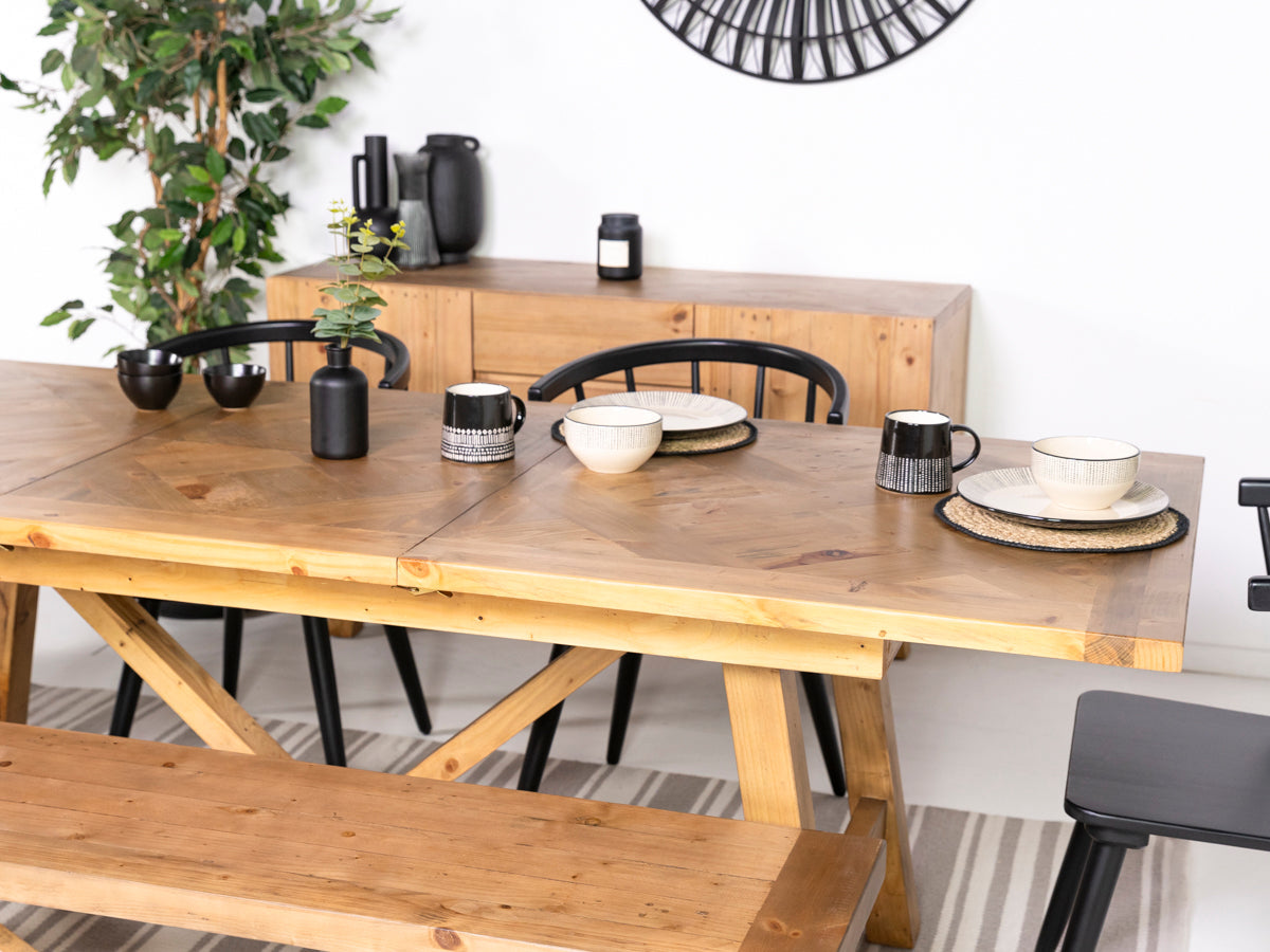 Como Extendable Dining Table (180cm - 240cm) & Brown Houston Dining Chairs