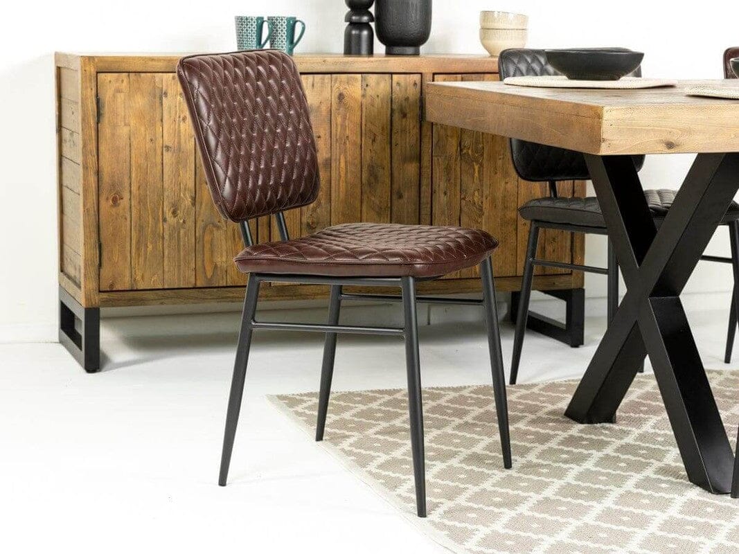 Brooklyn 160cm Fixed Top Dining Table & Brown Houston Dining Chairs