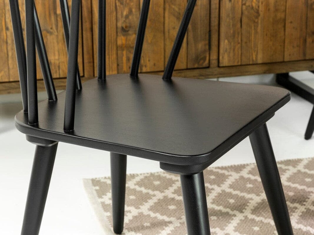 Brooklyn 160cm Fixed Top Dining Table & Black Bogart Dining Chairs