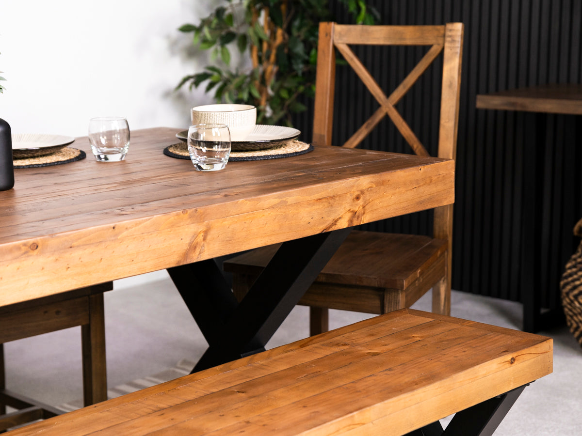Brooklyn 160cm Fixed Top Cross Leg Dining Table & Brooklyn Chairs