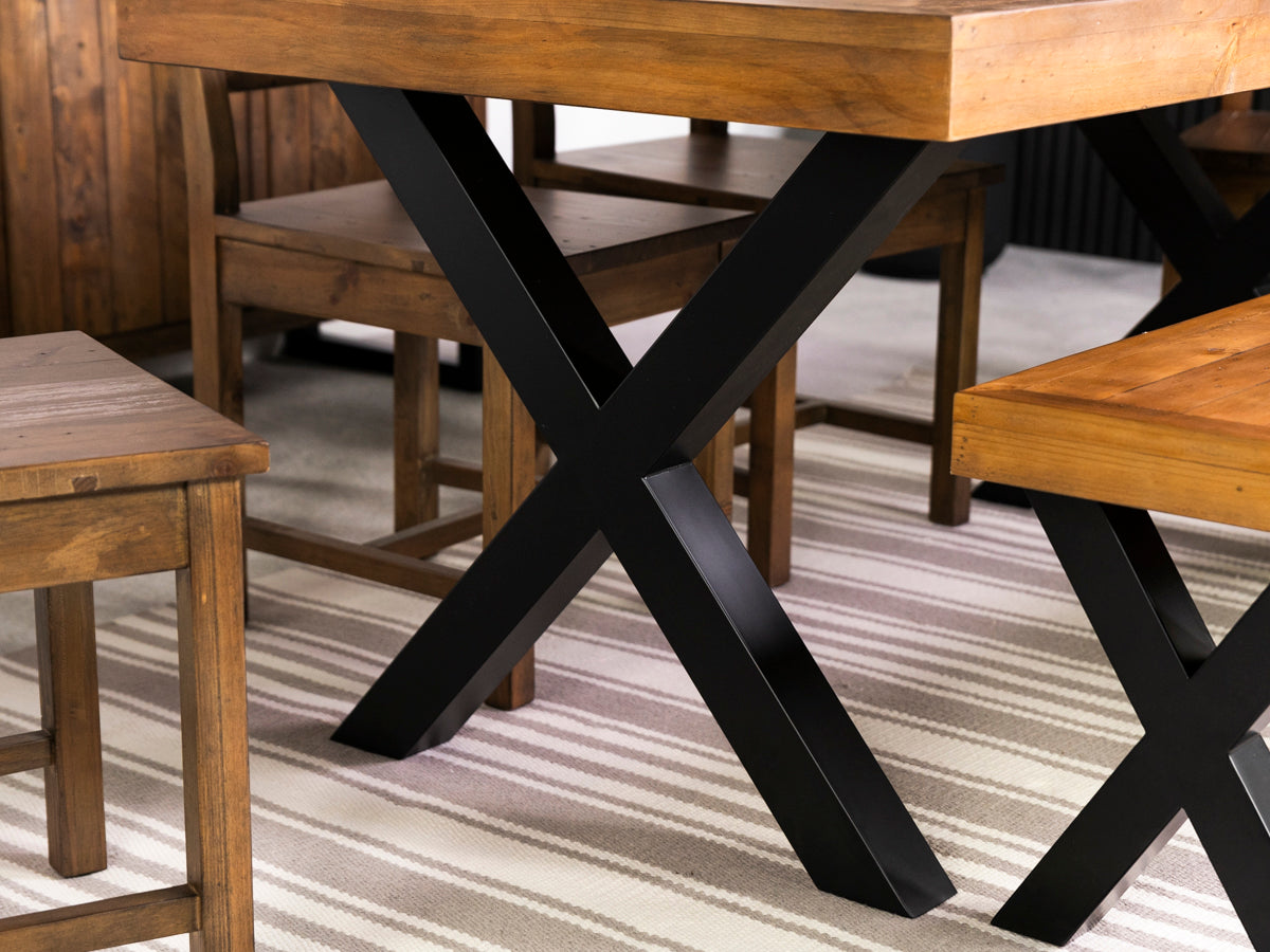 Brooklyn 160cm Fixed Top Cross Leg Dining Table & Brooklyn Chairs