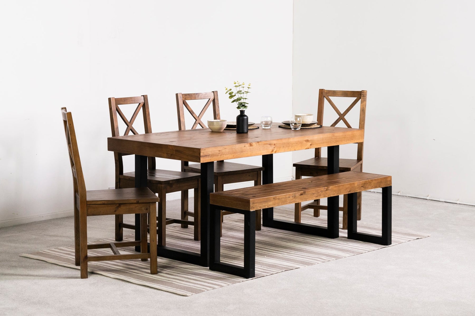 Brooklyn 160cm Fixed Top Dining Table & Brooklyn Cross Back Chairs