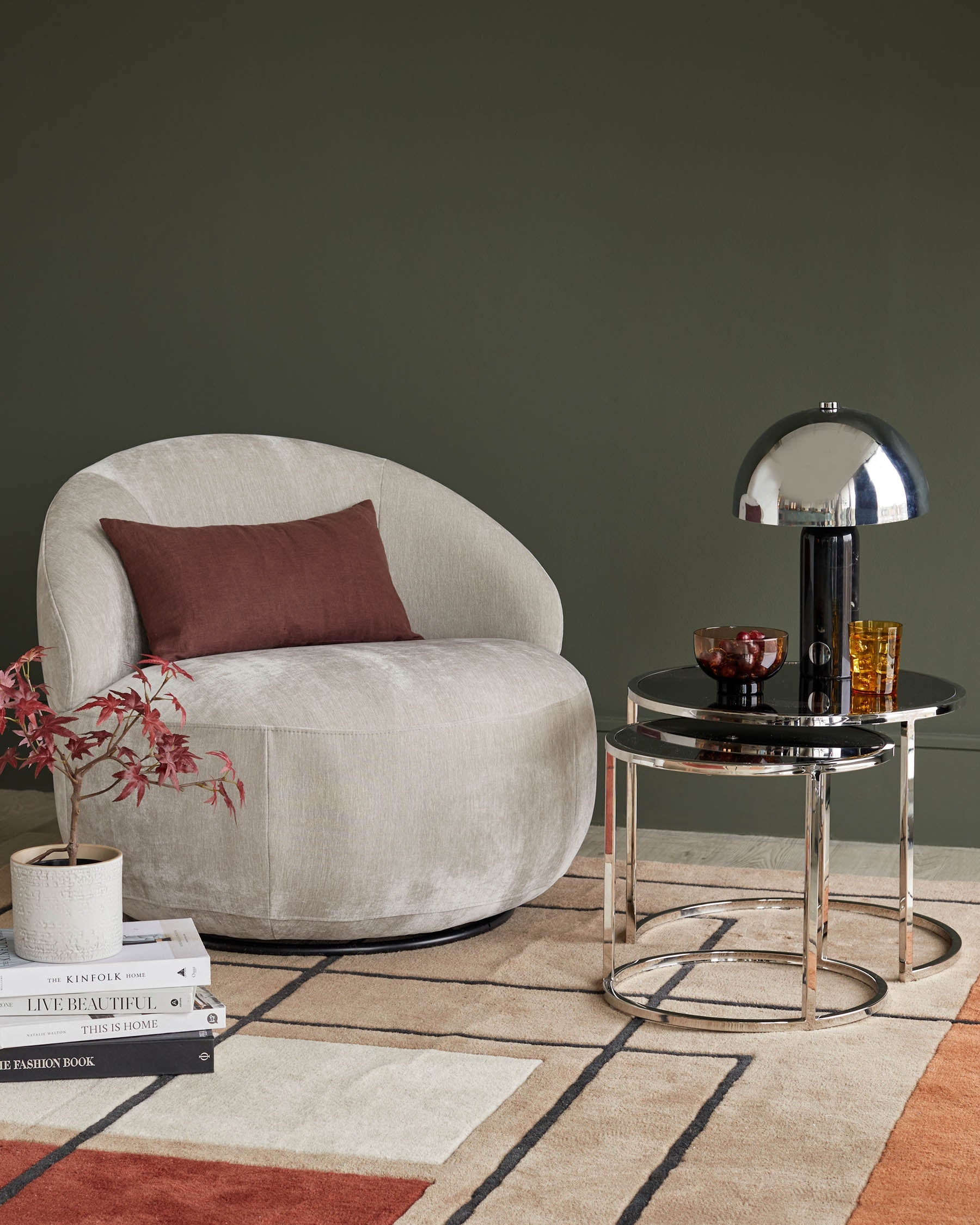 Daphne Light Grey Fabric Swivel Accent Chair
