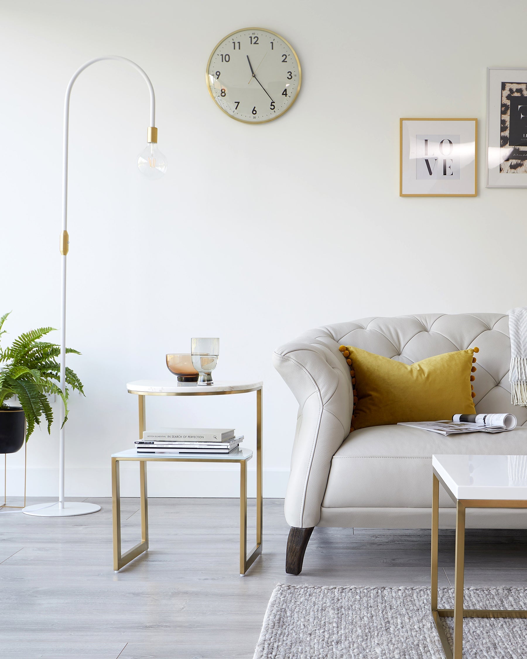 Demi white marble side table