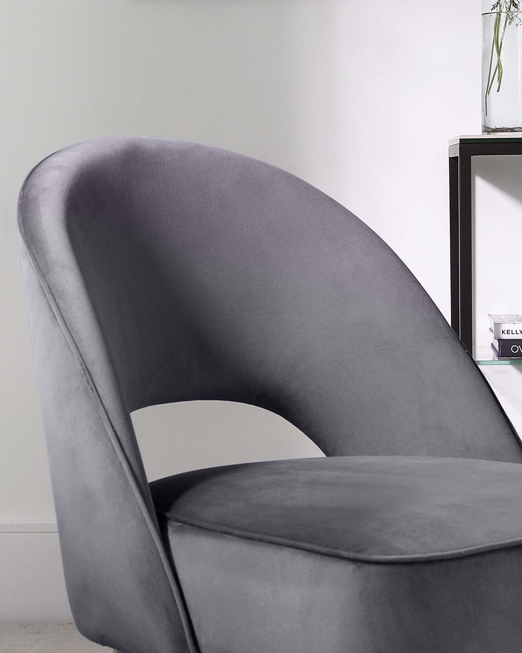 Clover Cantilever Dark Grey Velvet Accent Chair