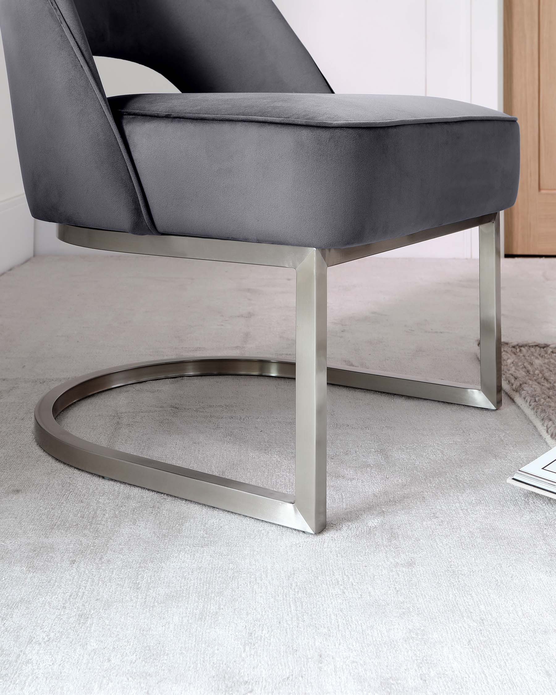 Clover Cantilever Dark Grey Velvet Accent Chair