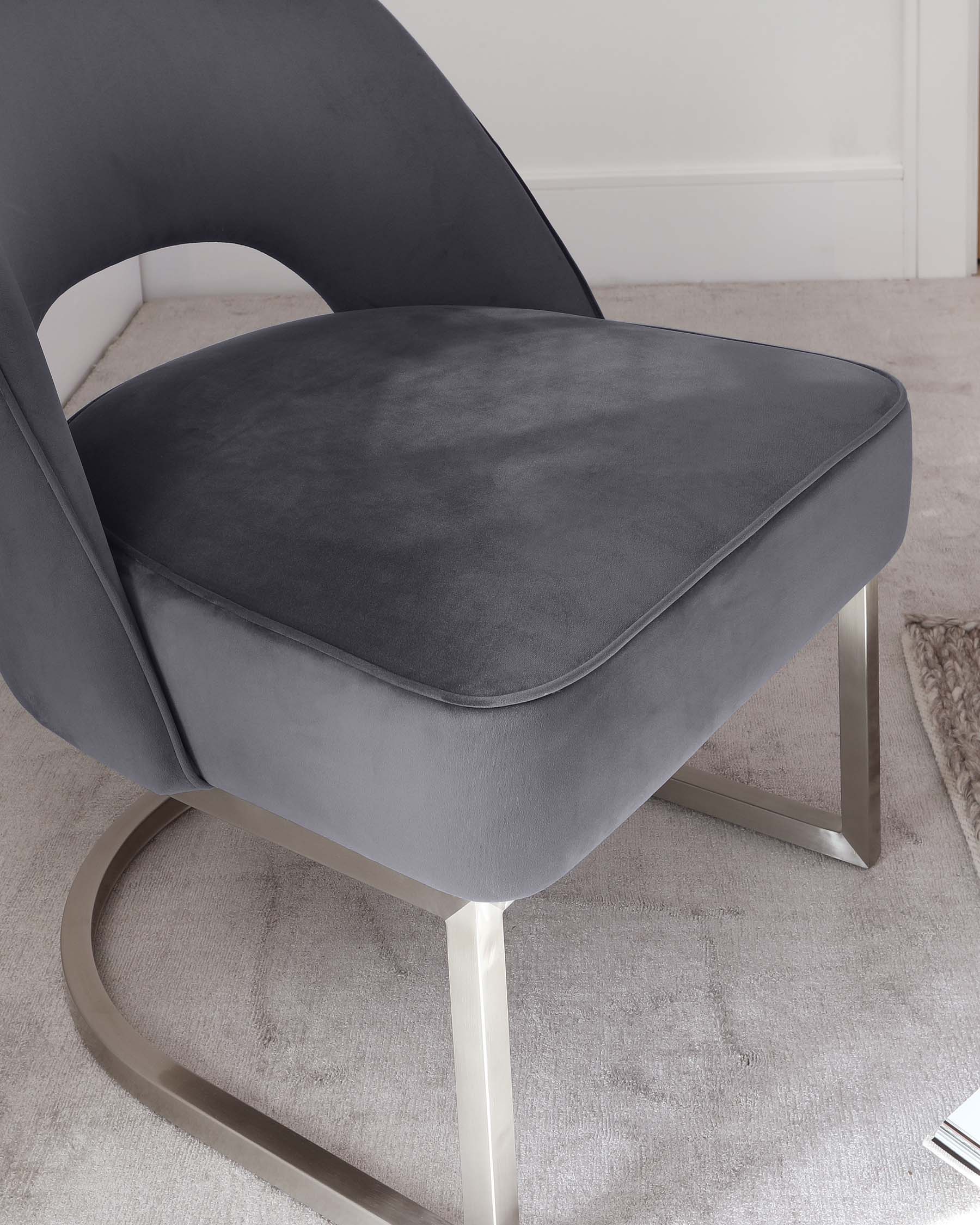 Clover Cantilever Dark Grey Velvet Accent Chair