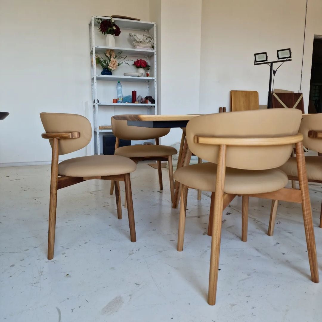 Ella Walnut Dining Chair Leather