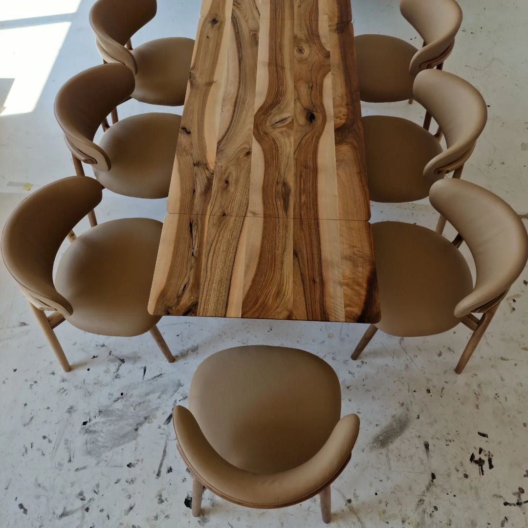 Ella Walnut Dining Chair Leather