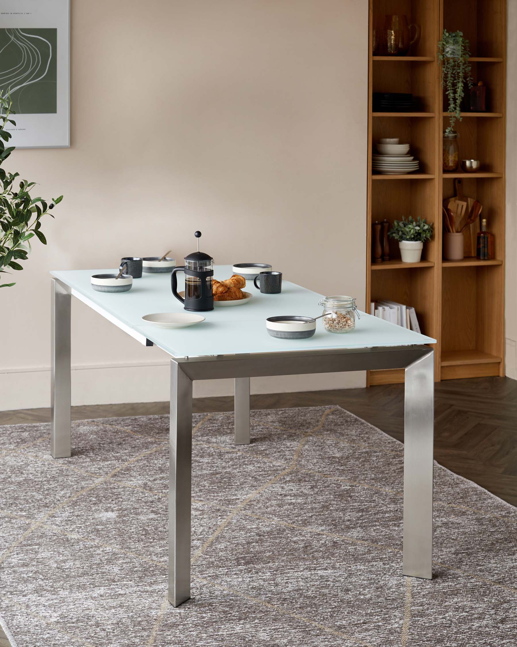 Eve White Frosted Glass Extending 6 To 8 Seater Dining Table