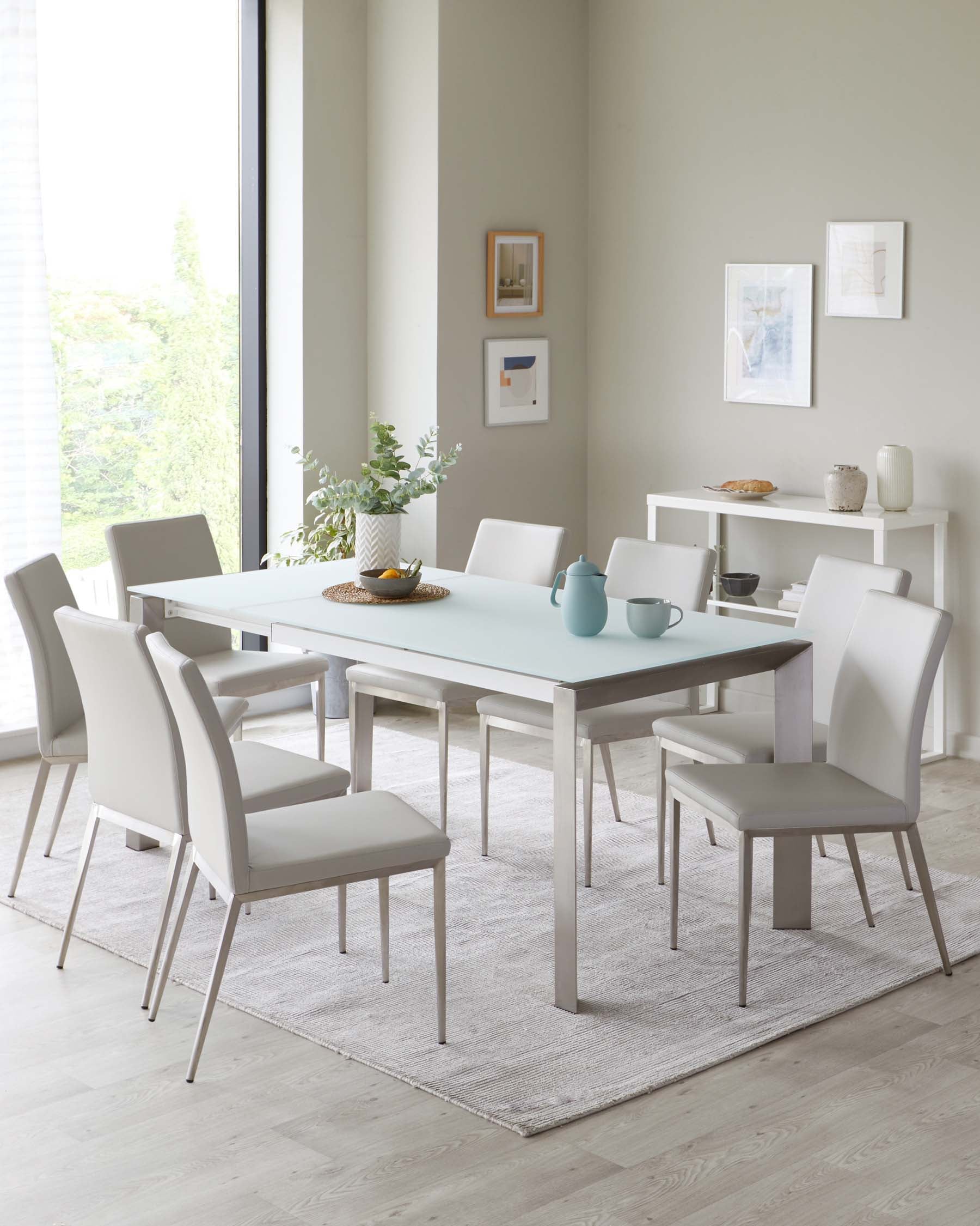 Eve White Frosted Glass Extending 6 To 8 Seater Dining Table