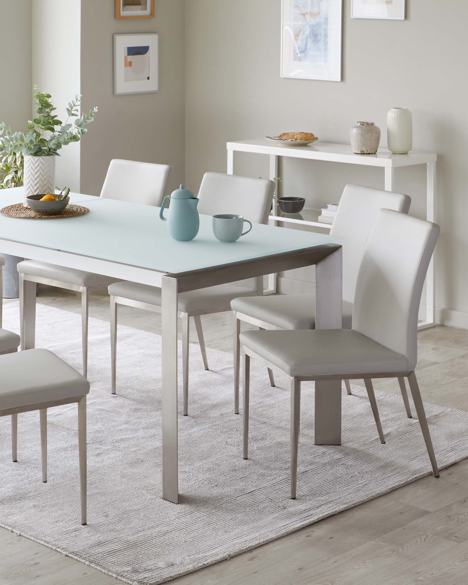 Eve White Frosted Glass Extending 6 To 8 Seater Dining Table