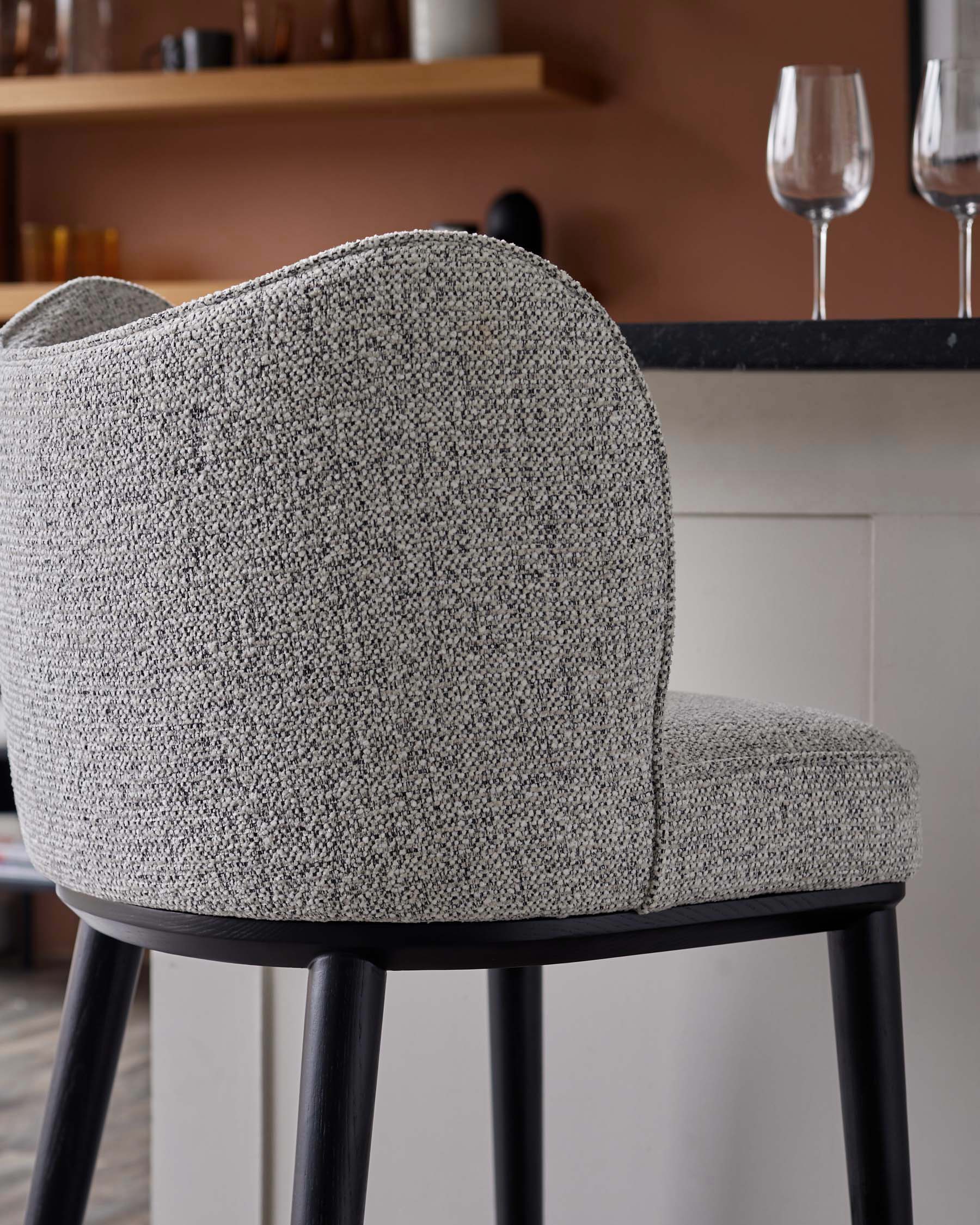 Evelyn grey fabric bar stool