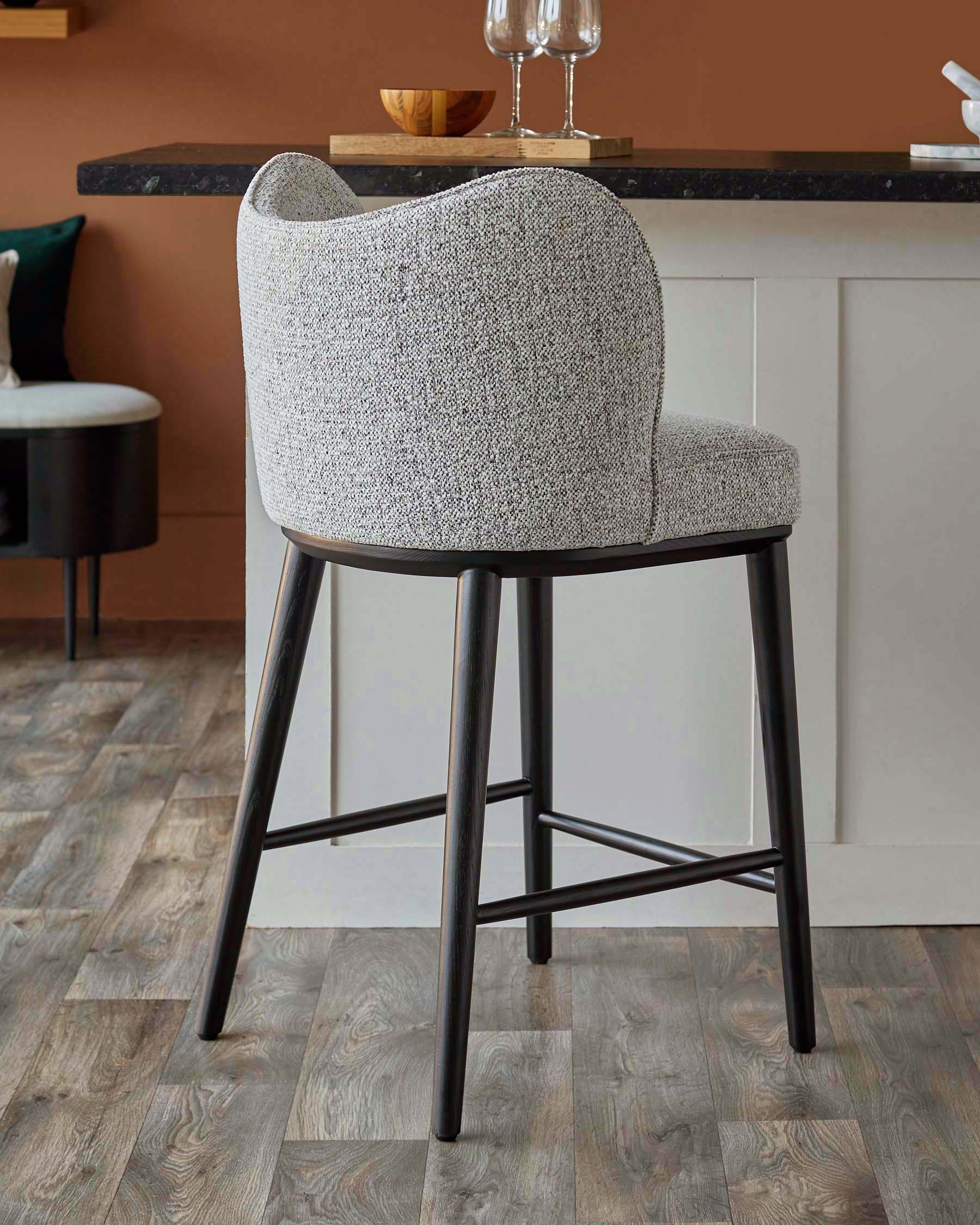 Evelyn grey fabric bar stool