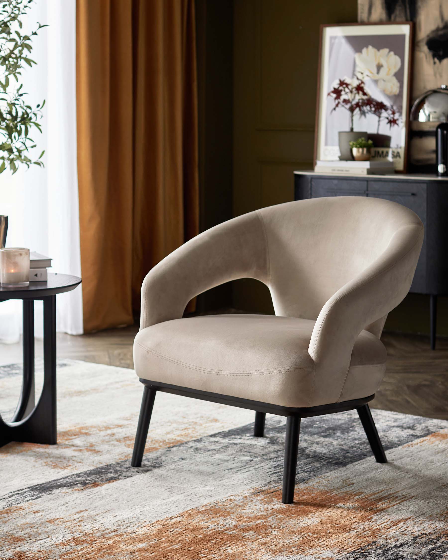 Heath champagne velvet accent chair