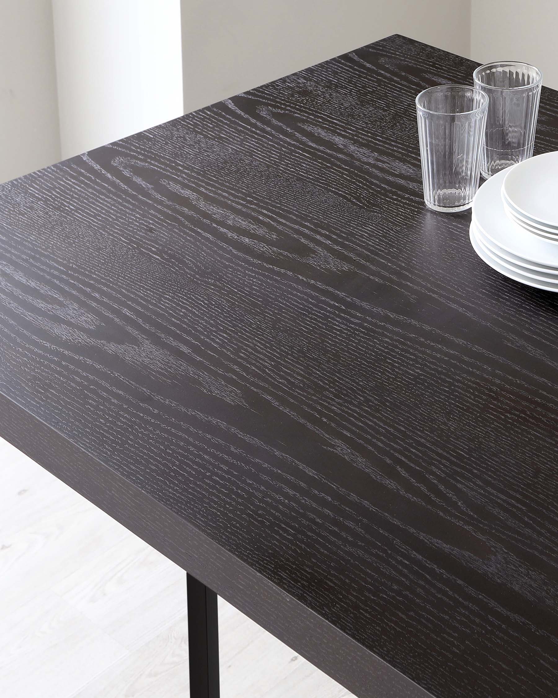 Jonah Dark Oak With Black Powder Coated Frame 6 Seater Dining Table