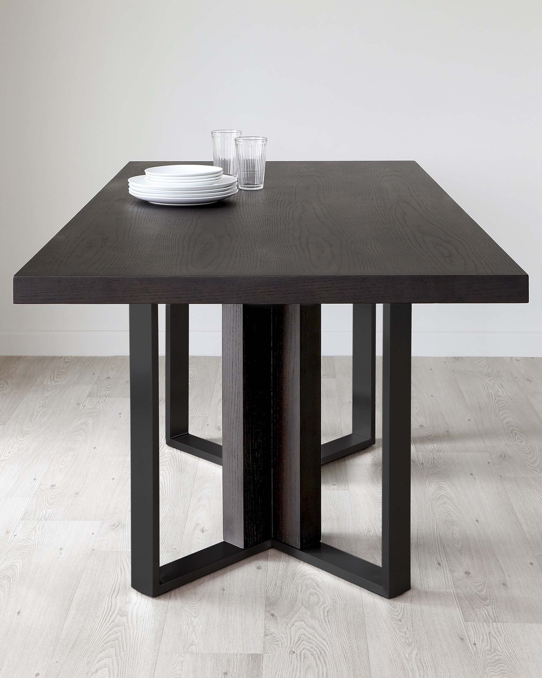 Jonah Dark Oak With Black Powder Coated Frame 6 Seater Dining Table