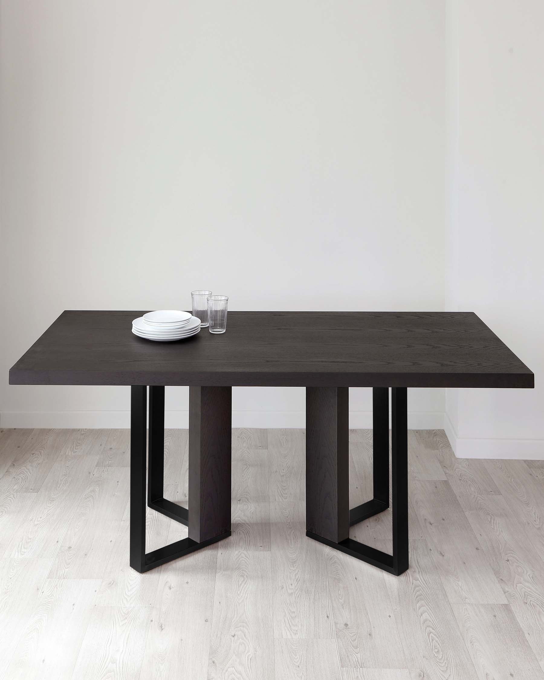 Jonah Dark Oak With Black Powder Coated Frame 6 Seater Dining Table