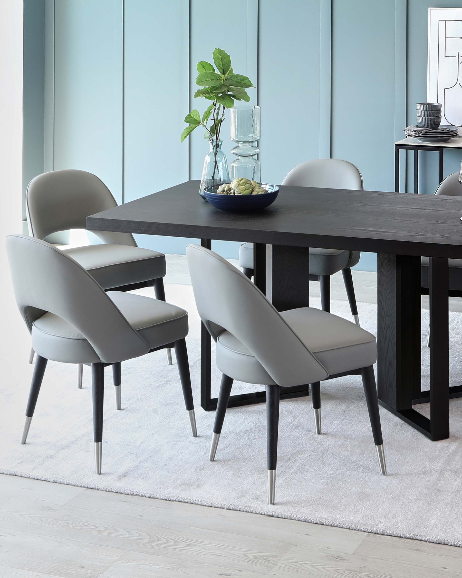 Jonah Dark Oak With Black Powder Coated Frame 6 Seater Dining Table