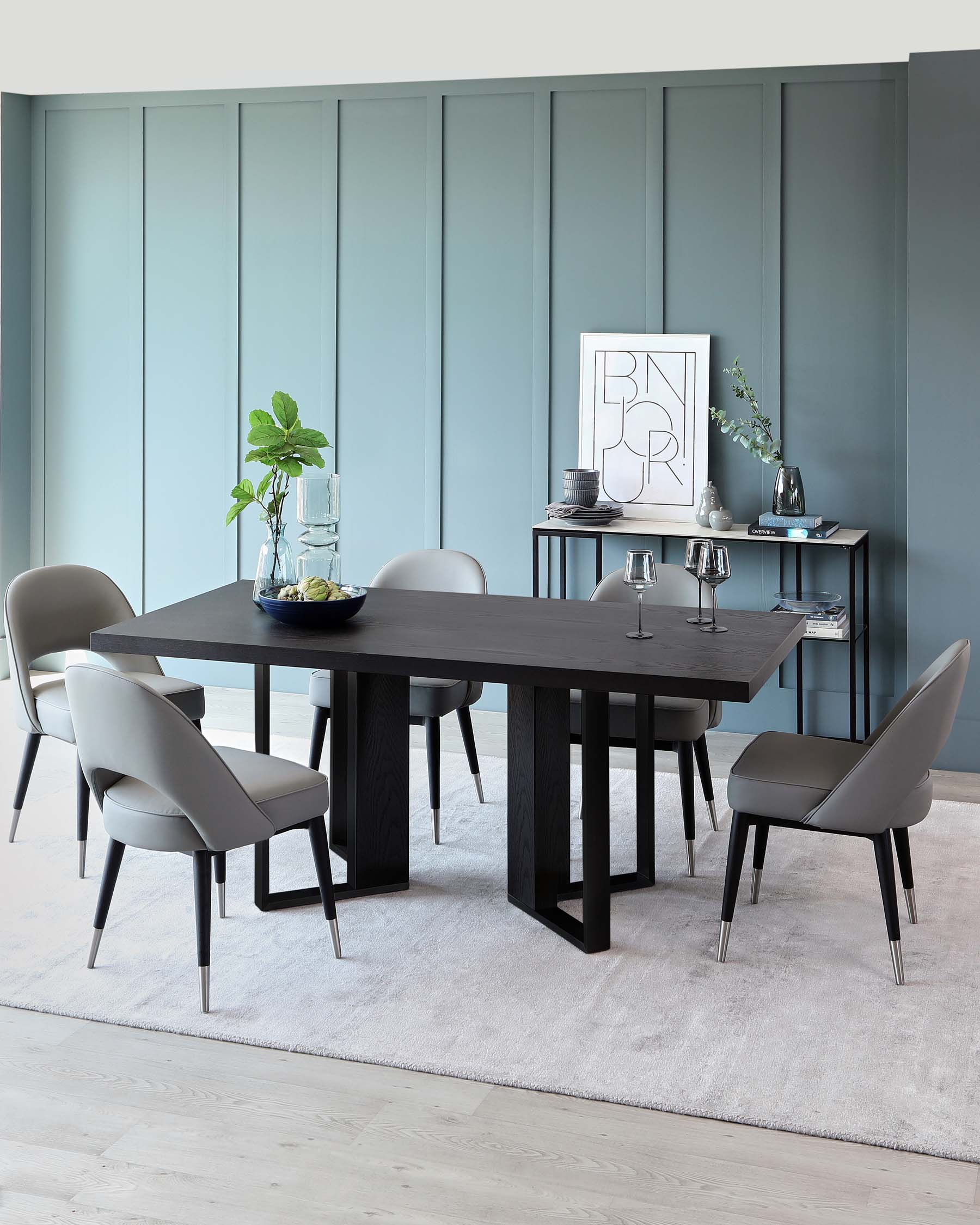 Jonah Dark Oak With Black Powder Coated Frame 6 Seater Dining Table