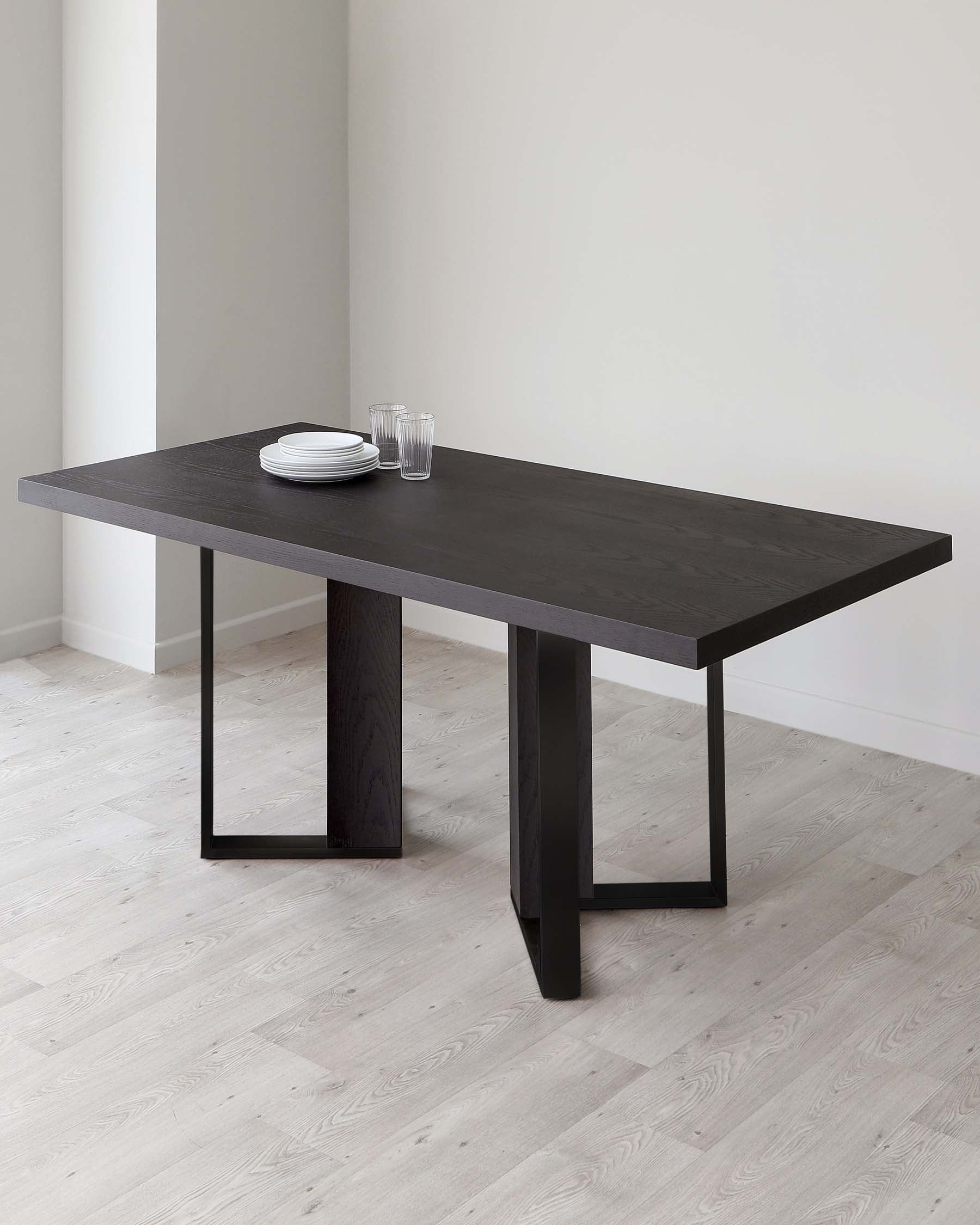 Jonah Dark Oak With Black Powder Coated Frame 6 Seater Dining Table