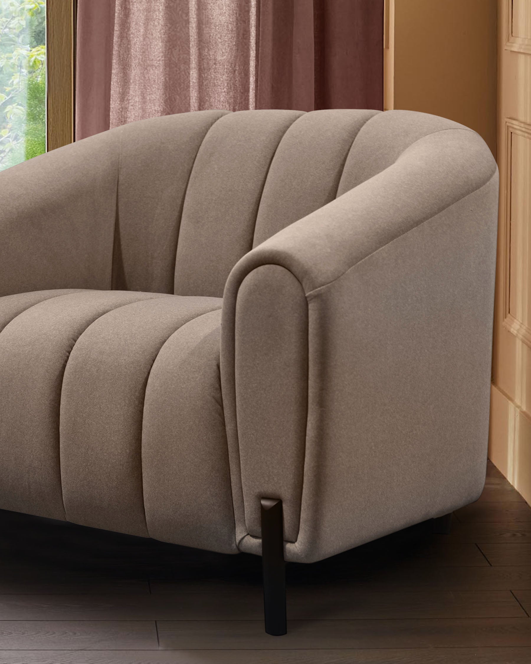 Kendra mocha fabric armchair