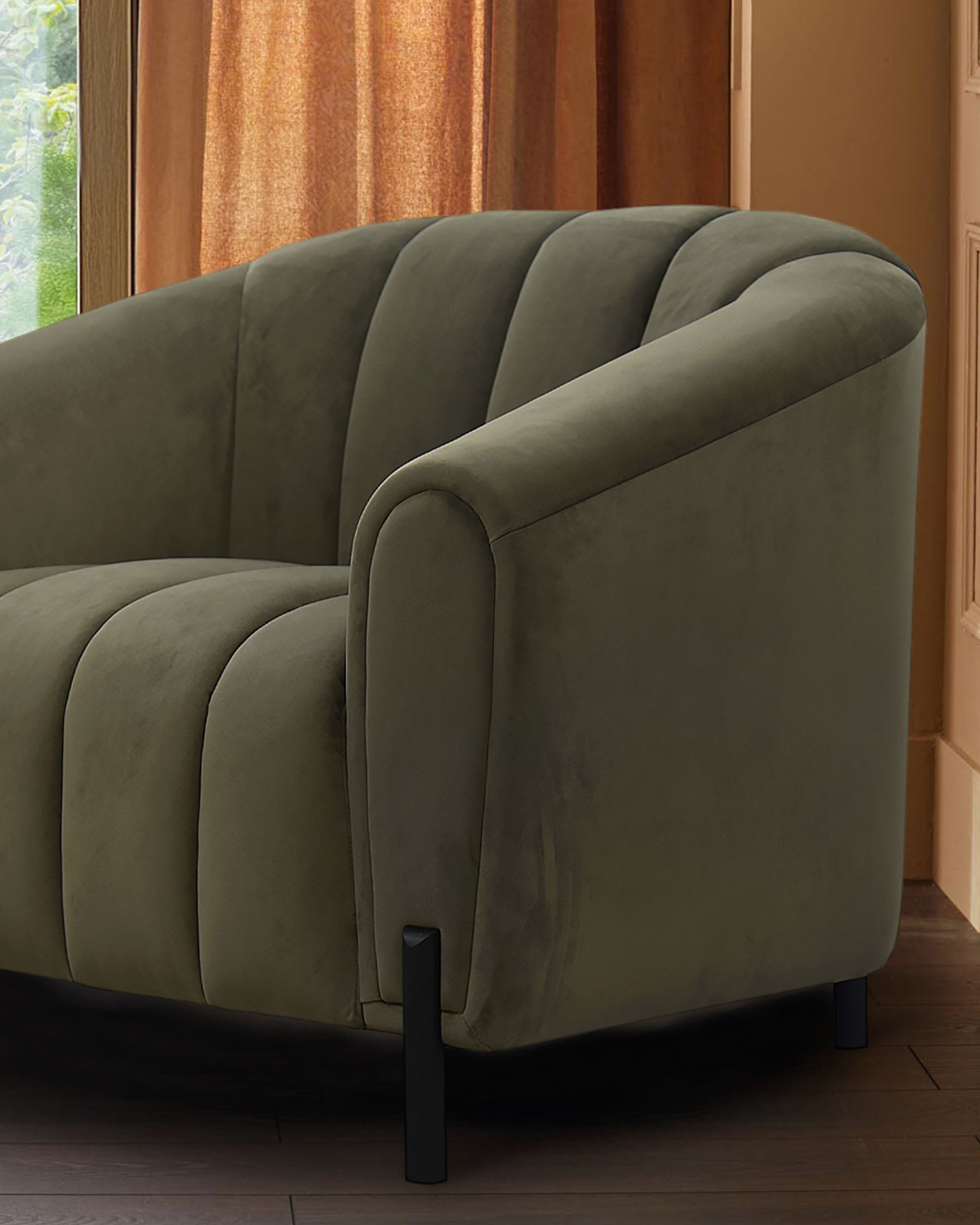 Kendra olive green velvet armchair