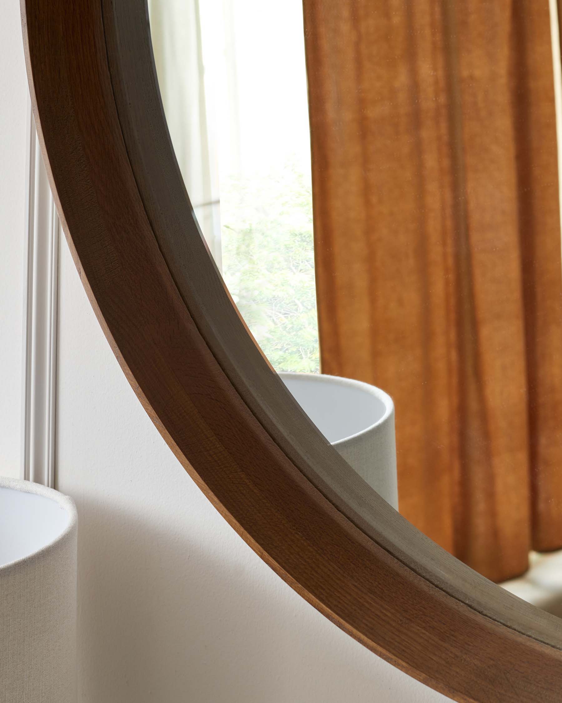 Kendrick Large Round Wall Mirror Walnut