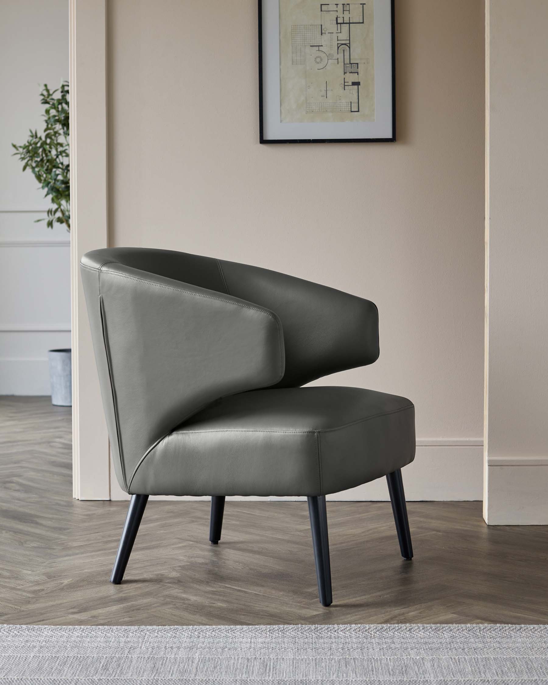 Landon Dark Grey Leather Accent Chair
