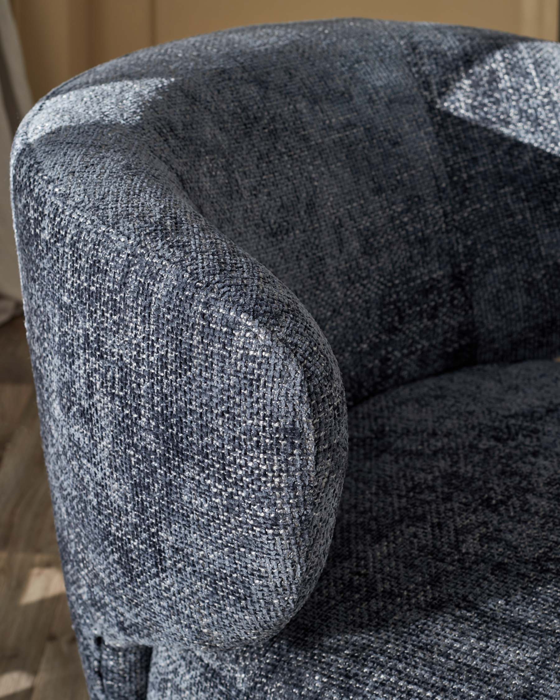 Landon dark blue fabric swivel accent chair