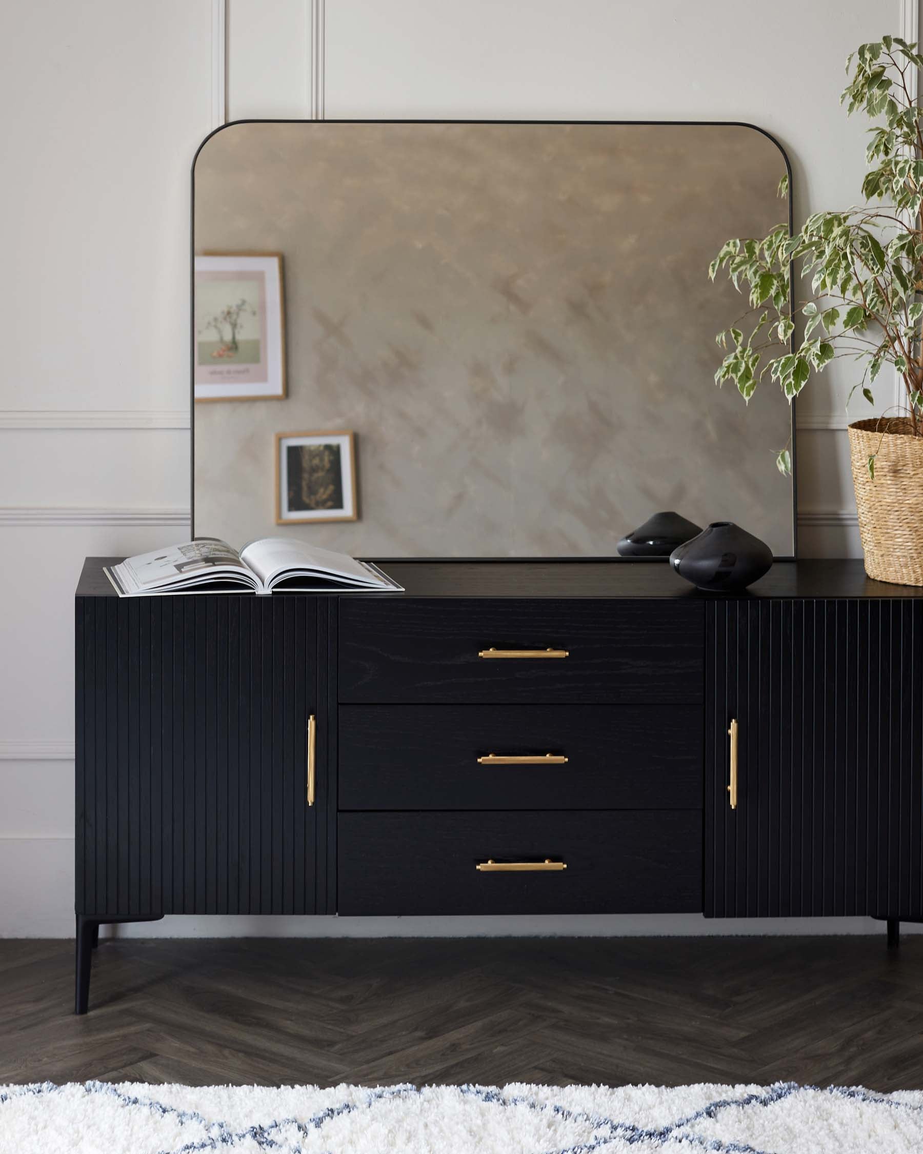 Larson Large Mantle Wall Mirror Black